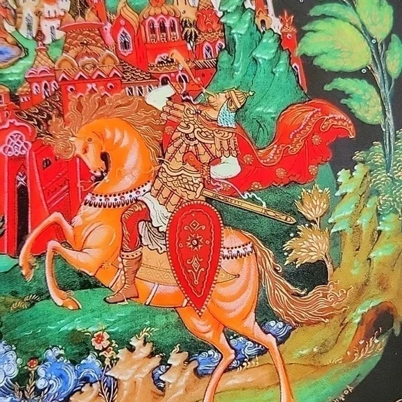 Vintage USSR Russian Folk Tale Vinogradoff Palekh Plates Handpainted Collectible - Picture 11 of 16